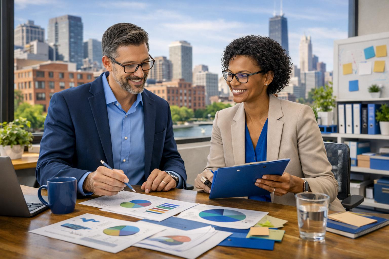 Chicago skyline representing KMR Partners direct mail services in the Chicago metro area